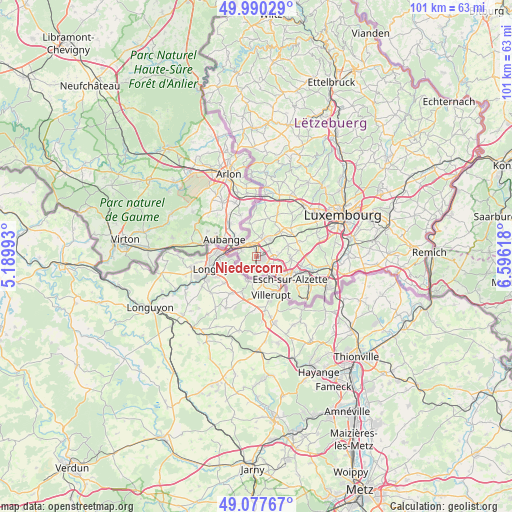 Niedercorn on map
