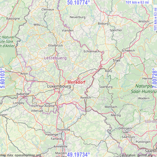 Mensdorf on map