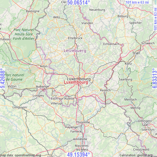 Luxembourg on map