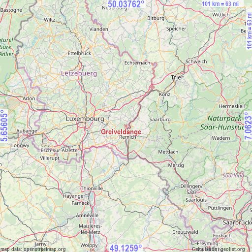 Greiveldange on map