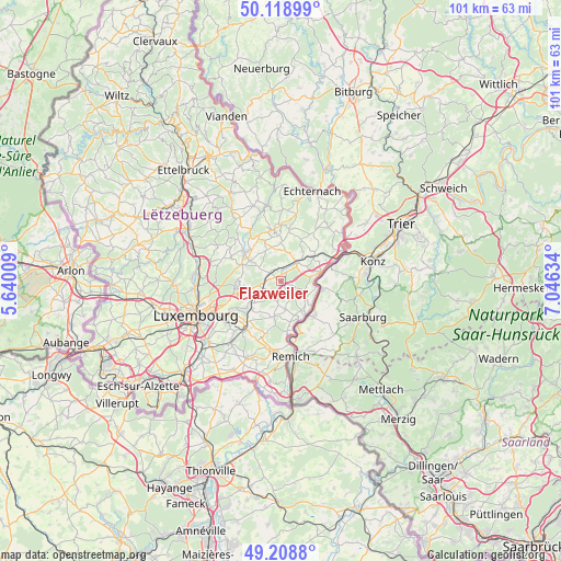 Flaxweiler on map