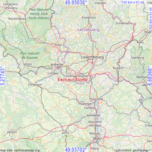 Esch-sur-Alzette on map