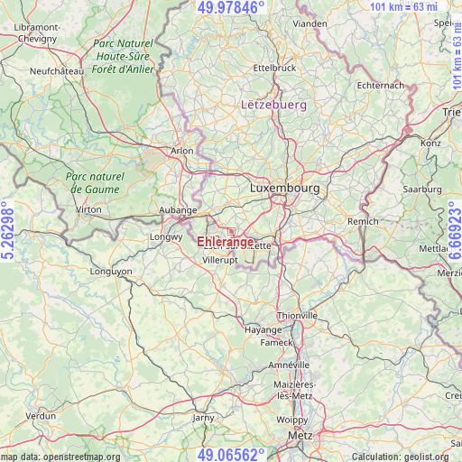 Ehlerange on map