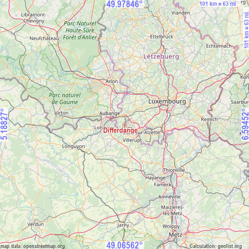 Differdange on map