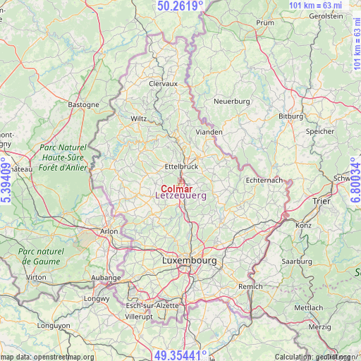 Colmar on map