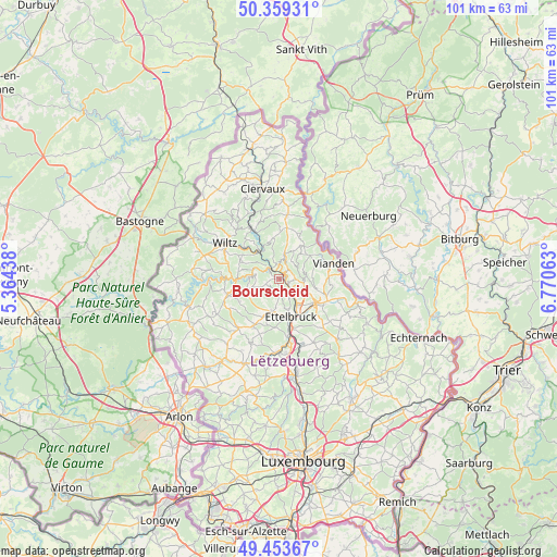 Bourscheid on map