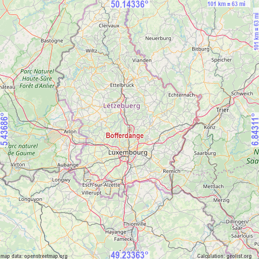 Bofferdange on map
