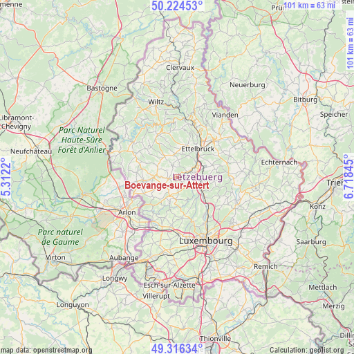 Boevange-sur-Attert on map