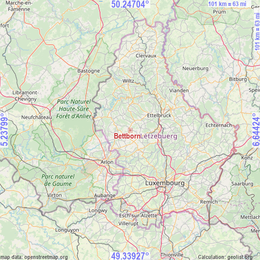 Bettborn on map