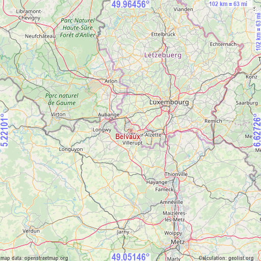 Belvaux on map
