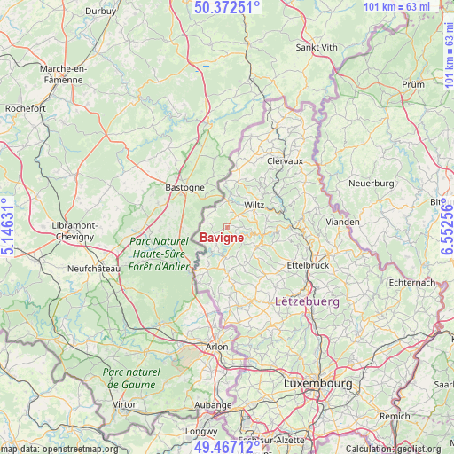 Bavigne on map