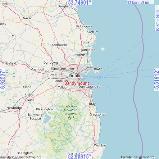Sandymount on map