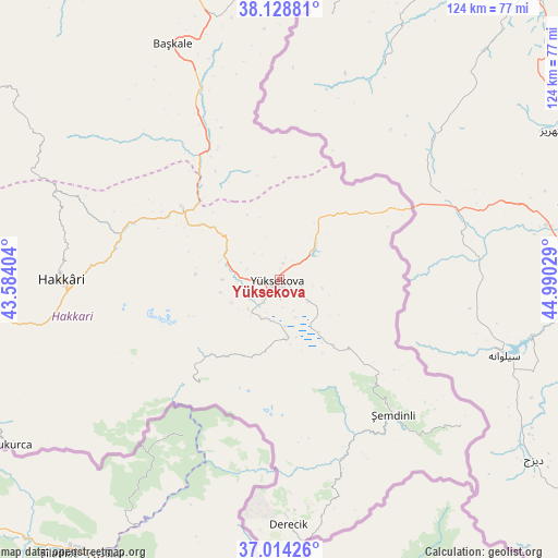Yüksekova on map