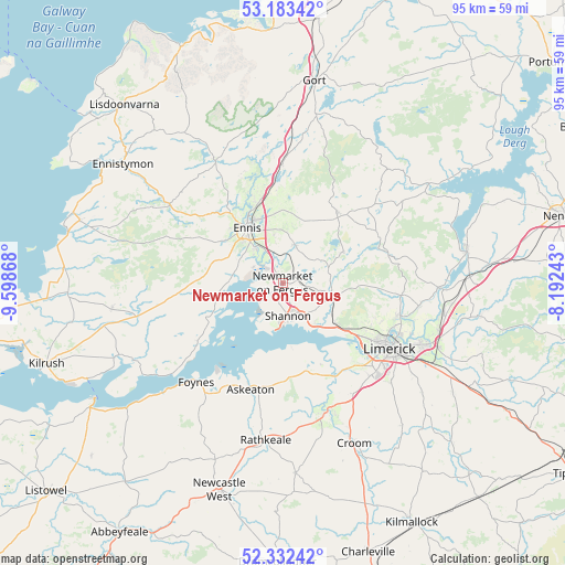 Newmarket on Fergus on map