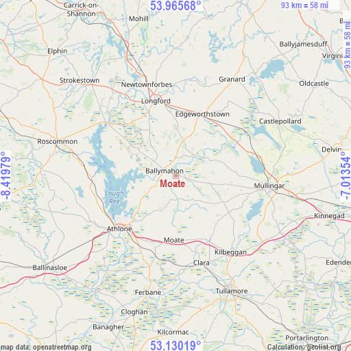 Moate on map