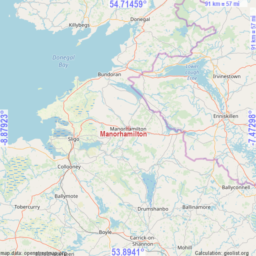 Manorhamilton on map