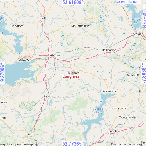 Loughrea on map