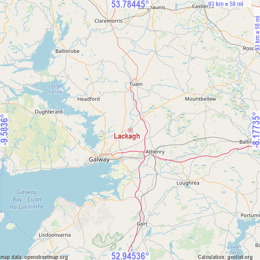 Lackagh on map