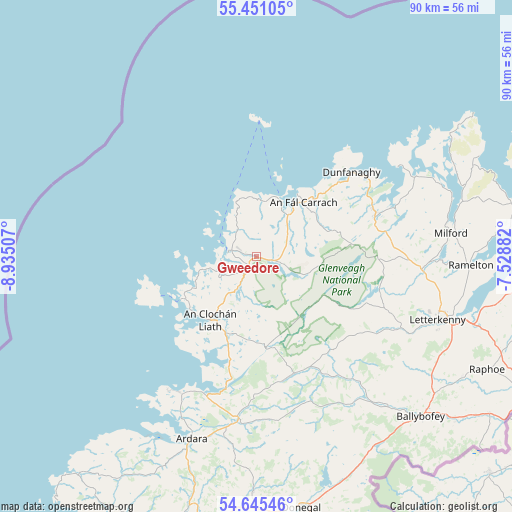 Gweedore on map