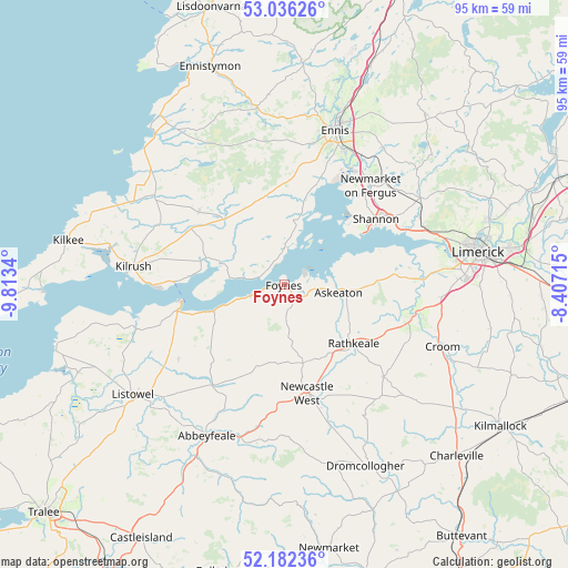 Foynes on map
