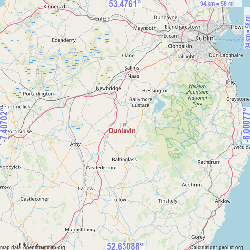 Dunlavin on map