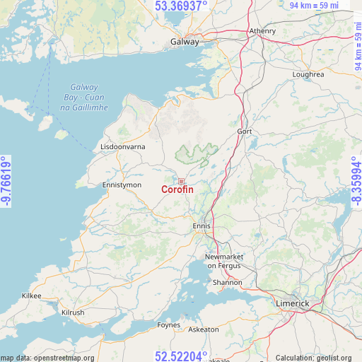 Corofin on map