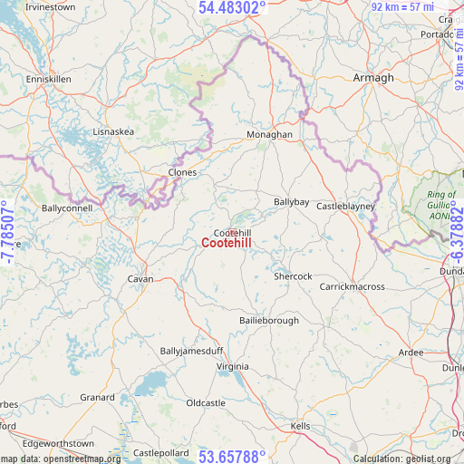 Cootehill on map