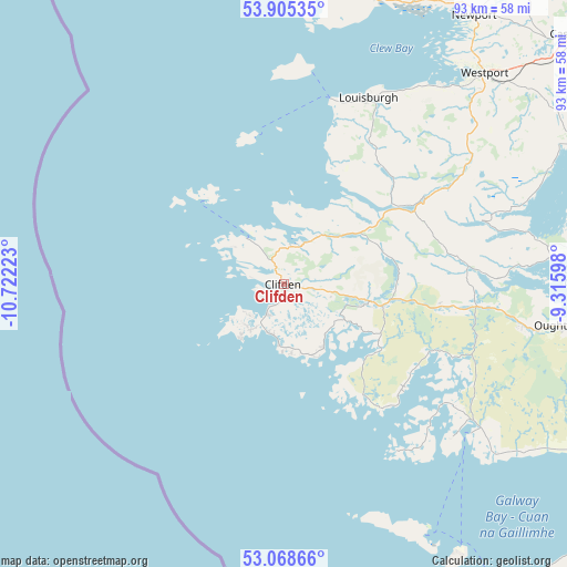 Clifden on map