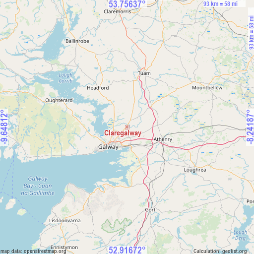 Claregalway on map