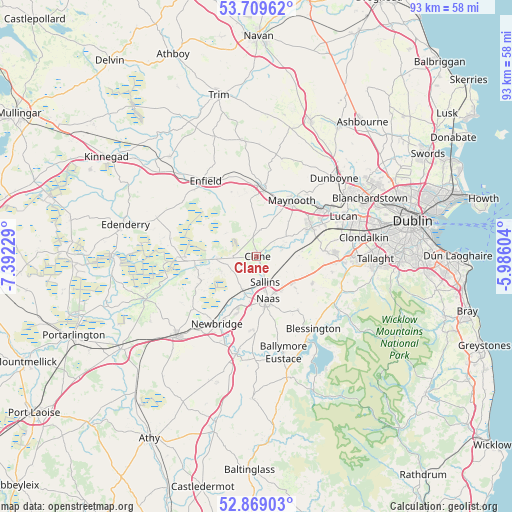 Clane on map