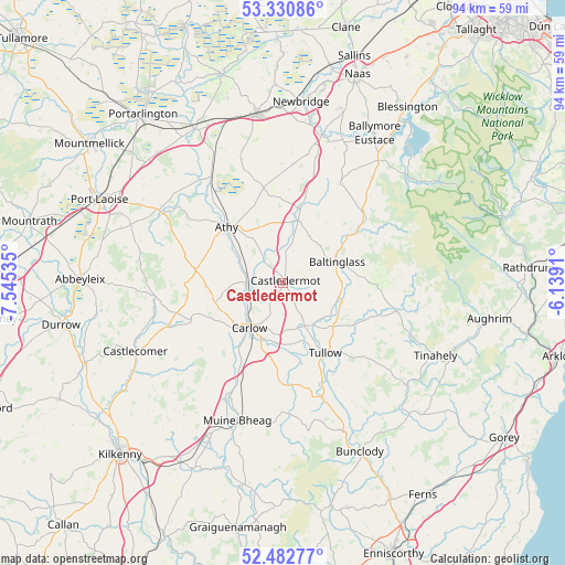 Castledermot on map