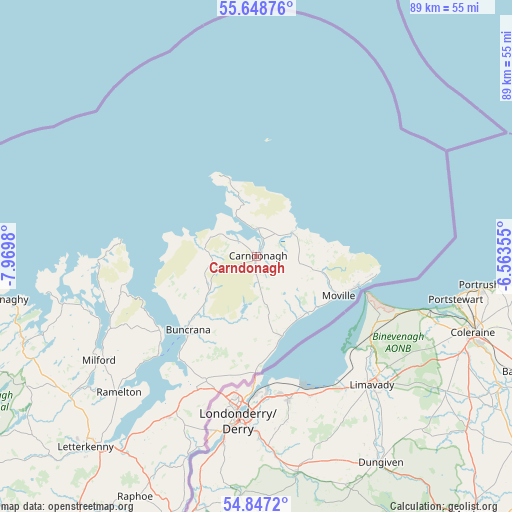 Carndonagh on map