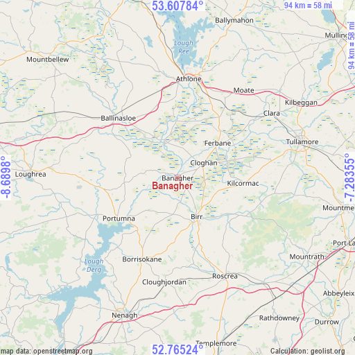 Banagher on map