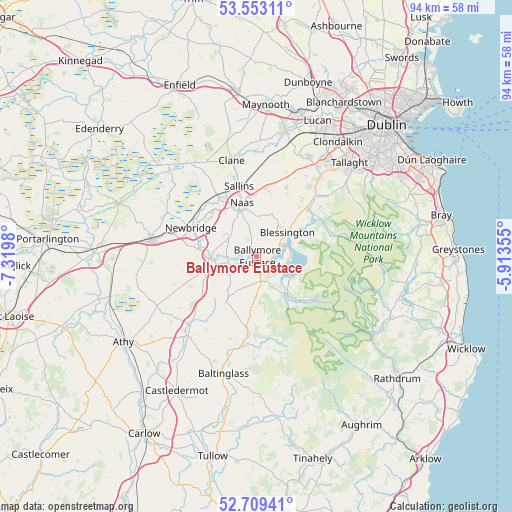 Ballymore Eustace on map