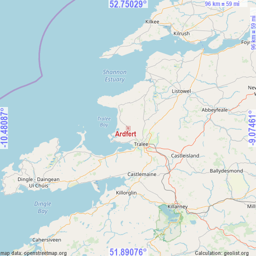 Ardfert on map