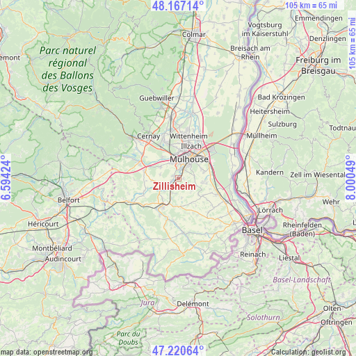 Zillisheim on map