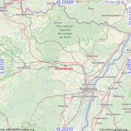 Wilwisheim on map