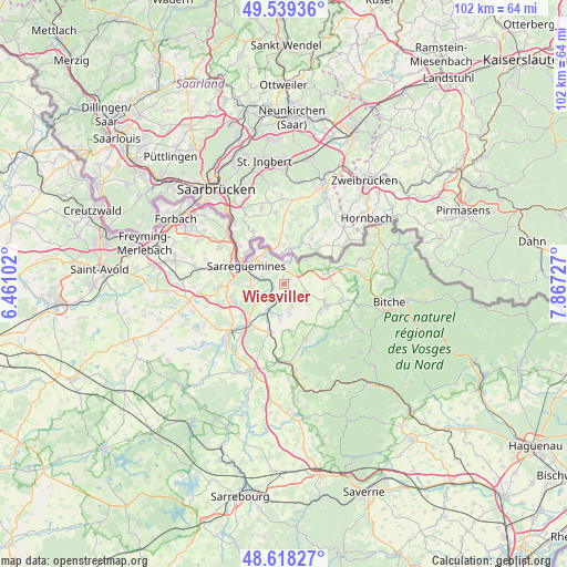 Wiesviller on map