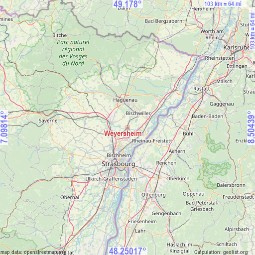 Weyersheim on map