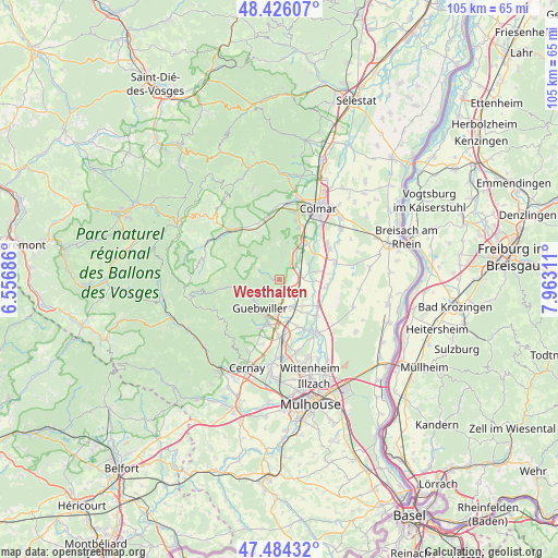 Westhalten on map