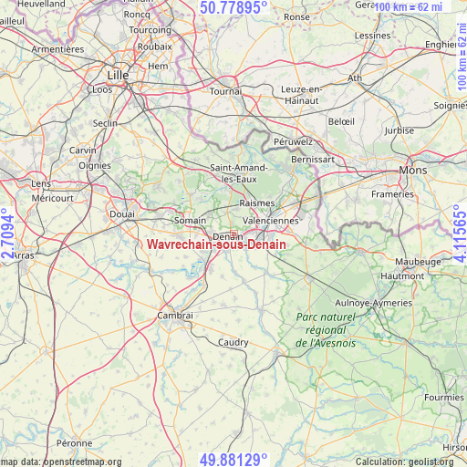Wavrechain-sous-Denain on map