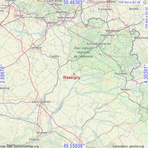 Wassigny on map