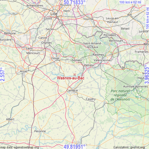 Wasnes-au-Bac on map