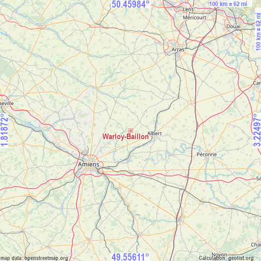 Warloy-Baillon on map