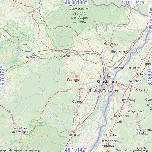 Wangen on map