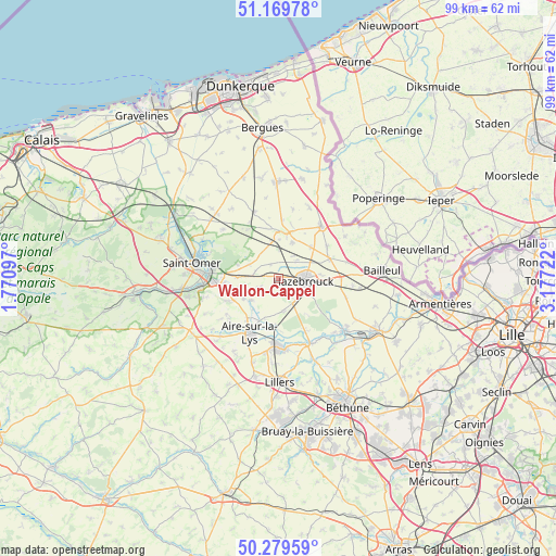 Wallon-Cappel on map