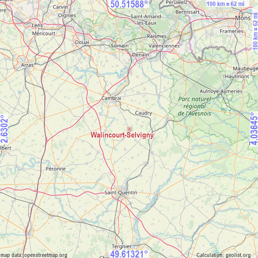 Walincourt-Selvigny on map