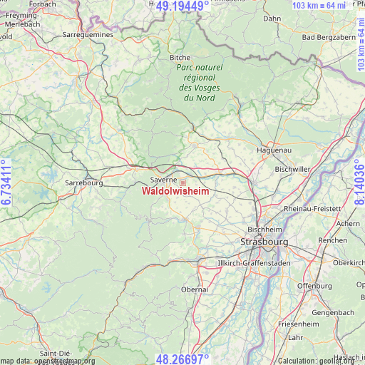 Waldolwisheim on map