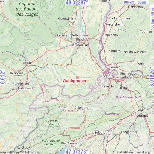 Waldighofen on map