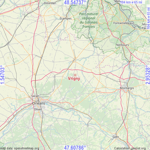 Vrigny on map